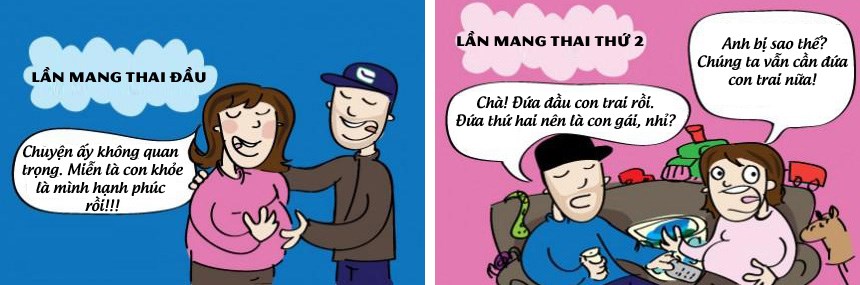 Bộ ảnh hài hước về sự khác biệt giữa hai lần mẹ mang bầu