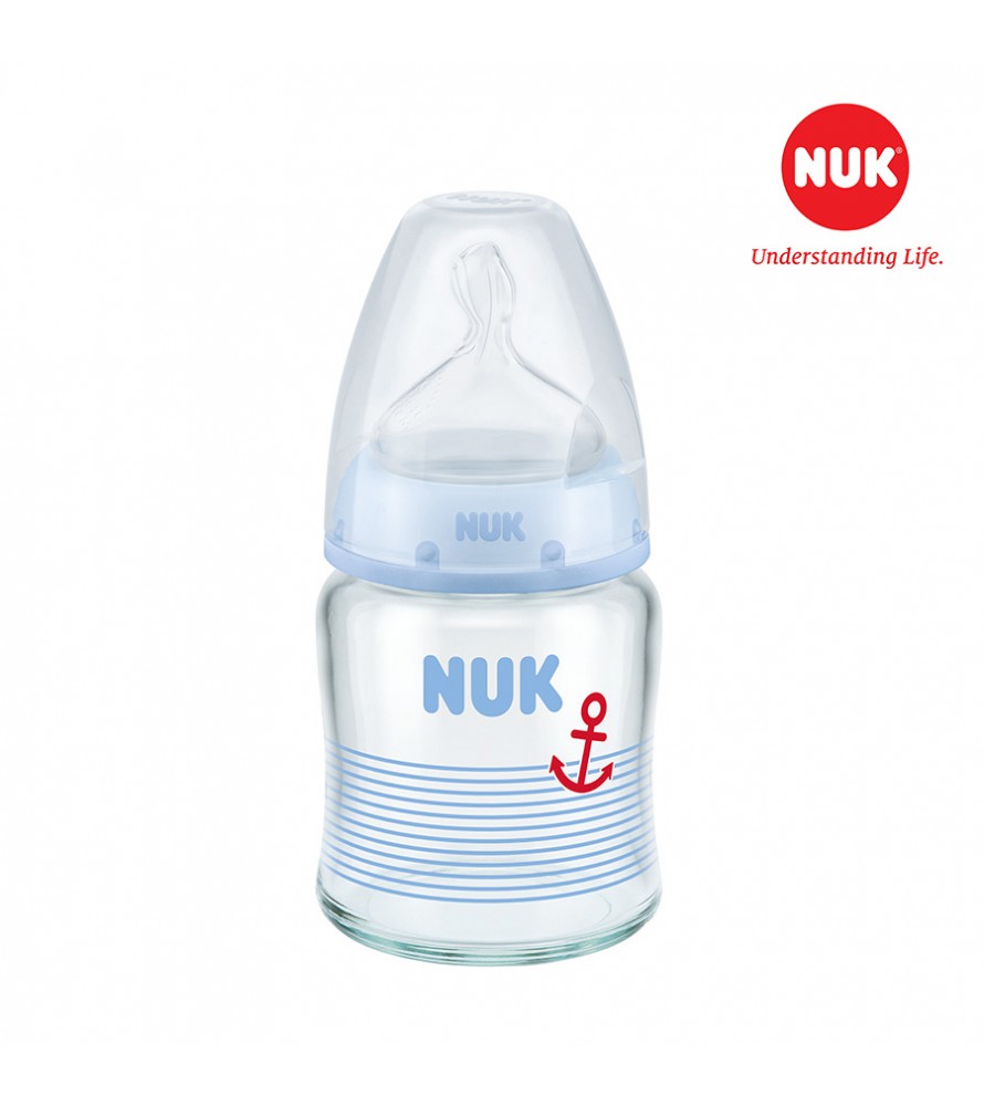 Bình sữa NUK Premium Choice thủy tinh 120ml núm ti Silicone S1 - M