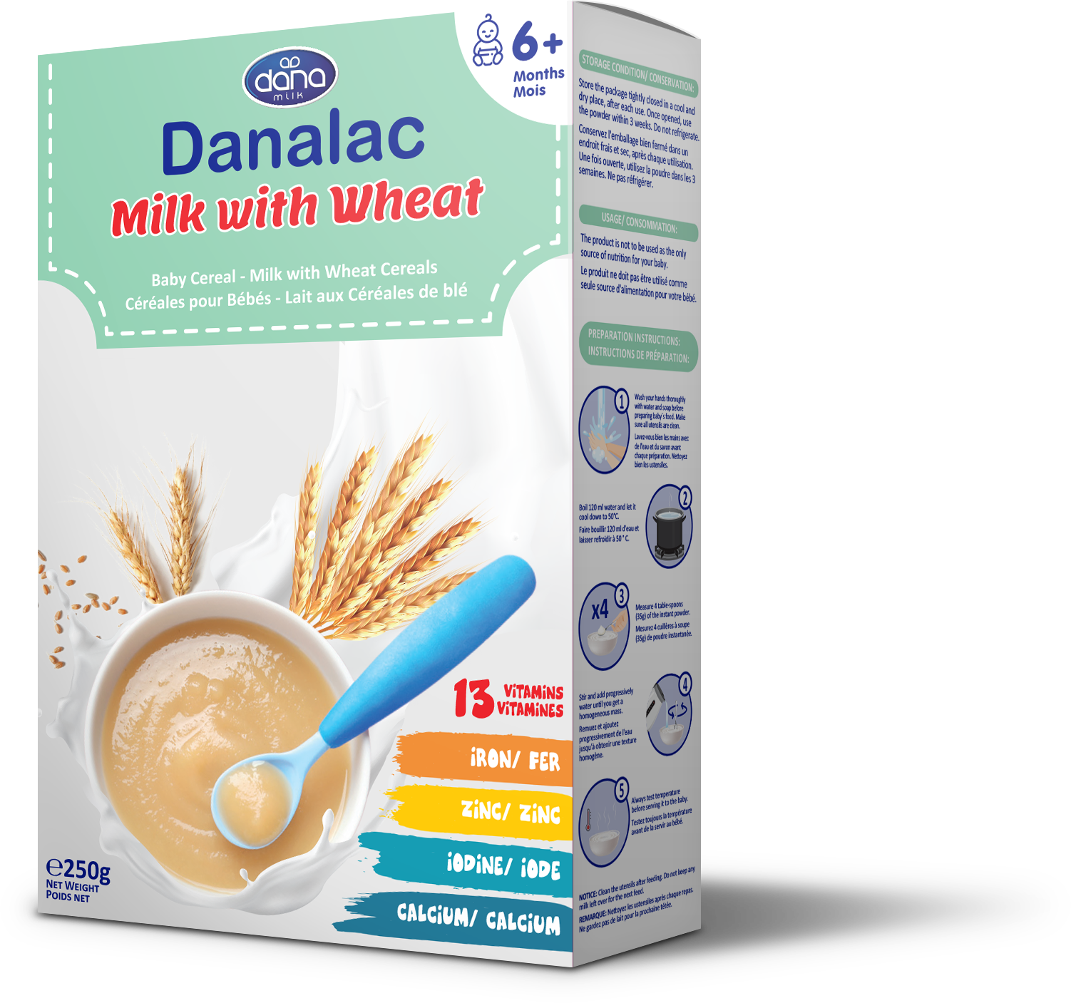 Bột ăn dặm sữa với lúa mì trắng Danalac