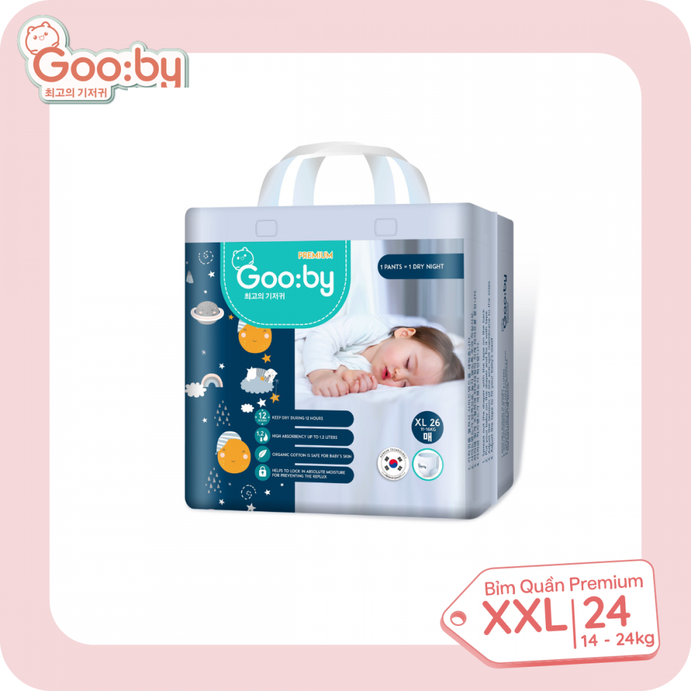 Bỉm quần ban đêm Gooby Premium XXL 24 miếng